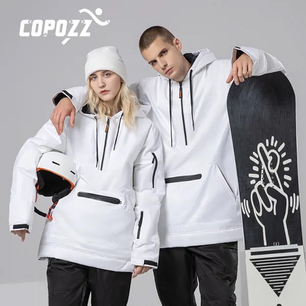 Лыжная куртка COPOZZ Men Women Ski Pants Теплый ветрозащитный зимний комбинезон с капюшоном оверсайз Водонепроницаемая спортивная одежда для сноуборда на открытом воздухе