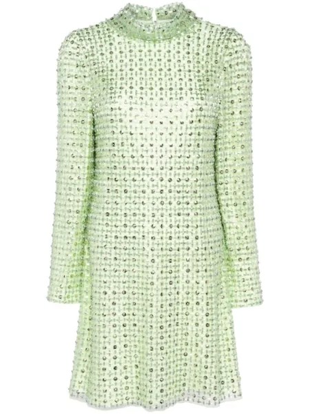 Платье мини с кристаллами Jenny Packham, зеленый