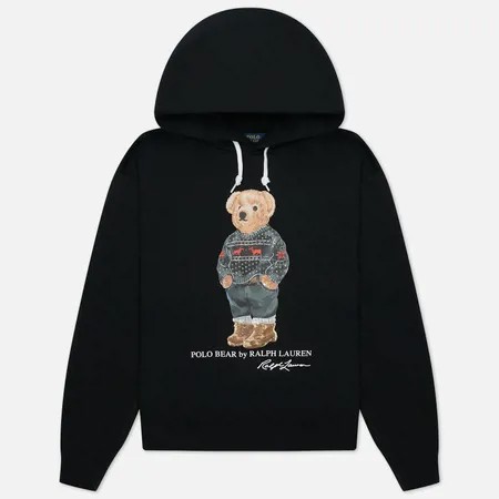 Женская толстовка Polo Ralph Lauren Fair Isle Polo Bear Hoodie, цвет чёрный, размер L