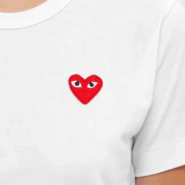 Женская футболка Comme des Garcons Play с двойным красным сердцем, белый/красный
