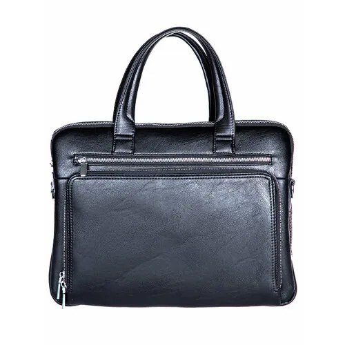 Портфель Catiroya CC6695, экокожа, гладкая фактура, на молнии, карман для планшета, отделение для ноутбука, вмещает А4, водонепроницаемый, с плечевым ремнем, черный