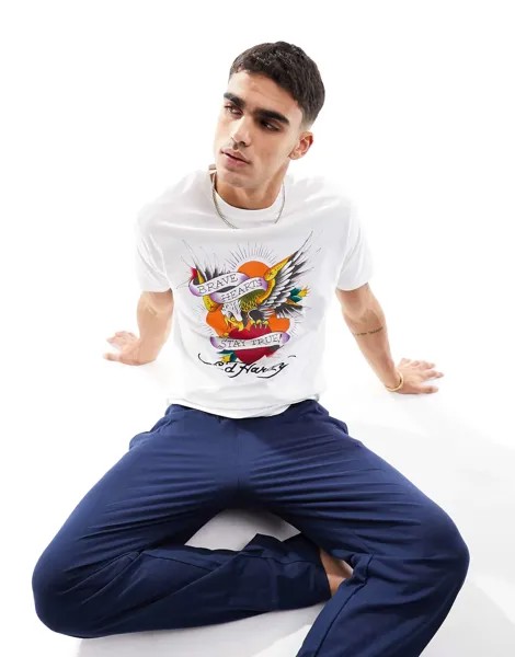 Футболка и брючная пижама Ed Hardy Belem бело-темно-синего цвета