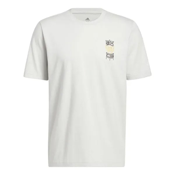 Футболка Men's adidas Don 3 King Tee Back Basketball Tactical Board Printing Sports Breathable Short Sleeve Light Grey T-Shirt, мультиколор