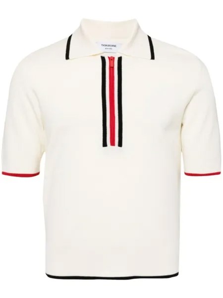 Thom Browne поло с короткими рукавами и полосками RWB Milano stitch, нейтральный цвет