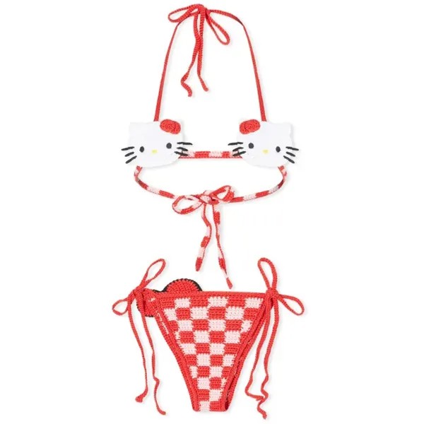 Купальник Gcds Hello Kitty Crochet, красный, белый