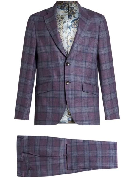 ETRO шерстяной костюм-двойка в клетку, фиолетовый