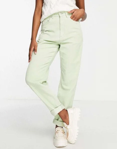 Свободные вельветовые джинсы светло-зеленого цвета с завышенной талией в винтажном стиле ASOS DESIGN-Зеленый цвет