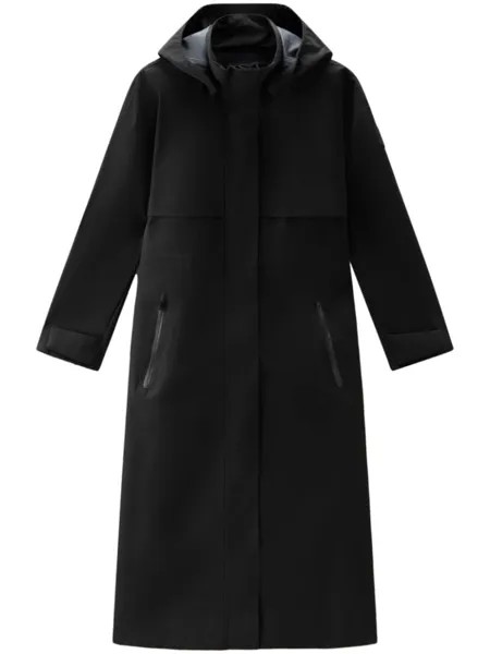 Woolrich однобортная парка с капюшоном, черный
