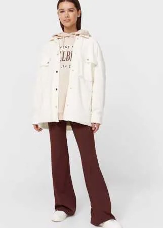 Stradivarius Вельветовая Плотная Рубашка Цвет Небеленого Полотна Xl
