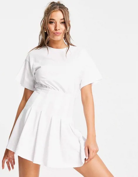 Белое платье-футболка мини с расклешенной юбкой ASOS DESIGN-Белый