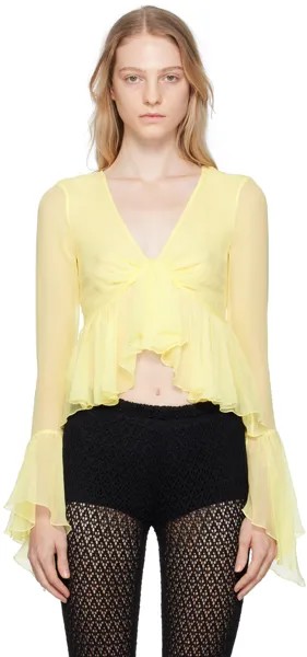 Желтая блузка с рюшами Blumarine