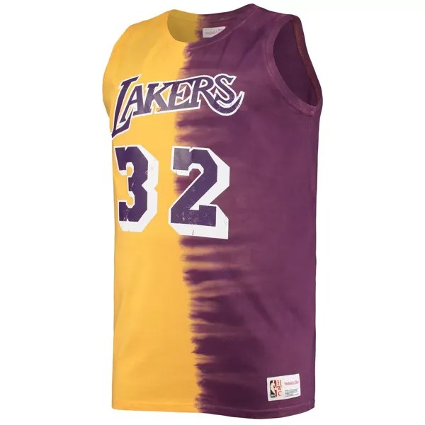 Мужская майка Mitchell & Ness Magic Johnson фиолетового/золотого цвета Los Angeles Lakers Profile Tie-Dye Player Tank Top