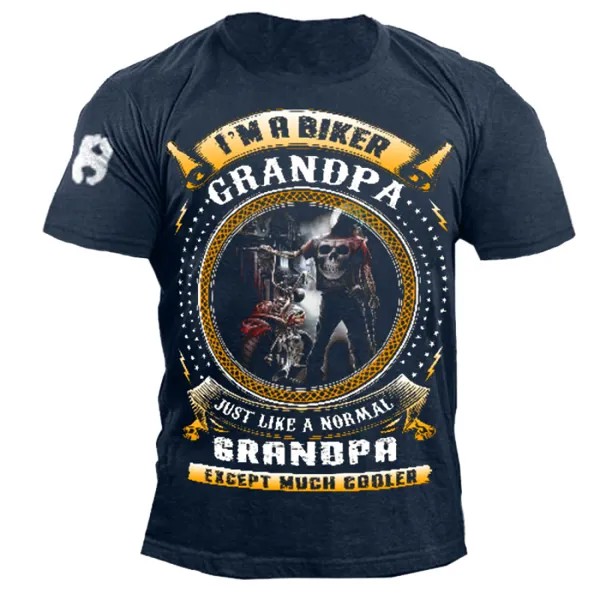 Мужская хлопковая футболка I'm R Biker Grandpa