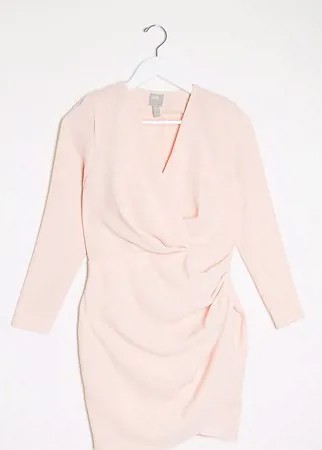 Пудрово-розовое платье мини с драпировкой ASOS DESIGN Petite-Розовый цвет