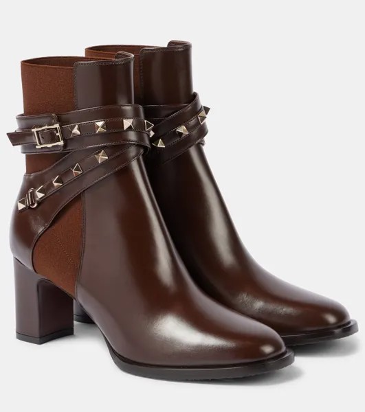 Ботинки Rockstud из кожи Valentino Garavani, цвет fondant