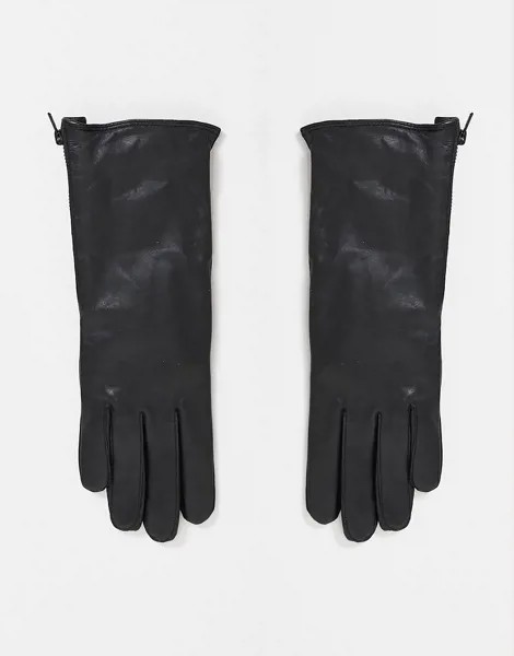 Черные кожаные перчатки French Connection-Черный цвет