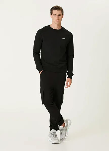 Спортивные брюки из органического хлопка с логотипом Balmain, черный
