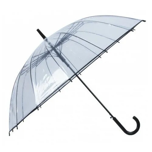 Зонт Прозрачный 16 спиц Эврика, зонт трость женский, мужской, диаметр купола 100 см