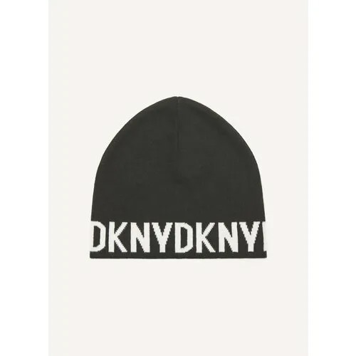 Шапка бини DKNY, демисезон/зима, размер OneSize, черный