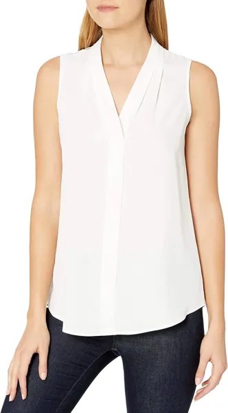 Женская блузка без рукавов с перевернутой складкой (стандарт и плюс) Calvin Klein, цвет Soft White