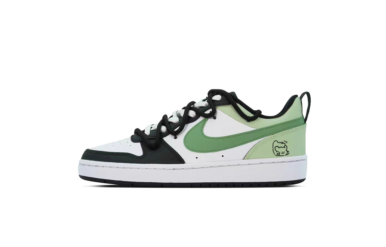 Кроссовки Nike Court Borough Skateboarding Shoes Women's Low-top Black/White/Green, зеленый