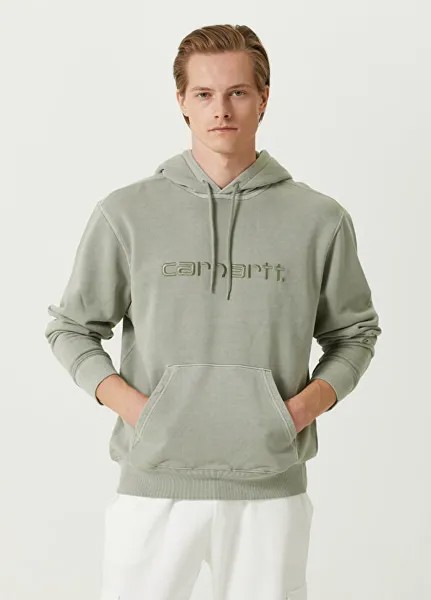 Светло-зеленый свитшот с капюшоном и вышитым логотипом Carhartt