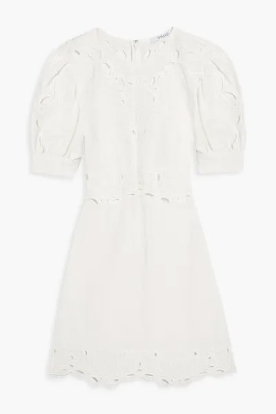 Платье мини Everett из английской вышивки из льна и хлопка DEREK LAM 10 CROSBY, белый