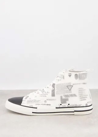 Кеды на шнуровке с монограммным принтом ASOS DESIGN-Белый