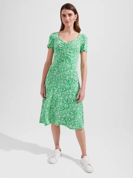 Hobbs Suzannah Платье из джерси с цветочным принтом, зеленое