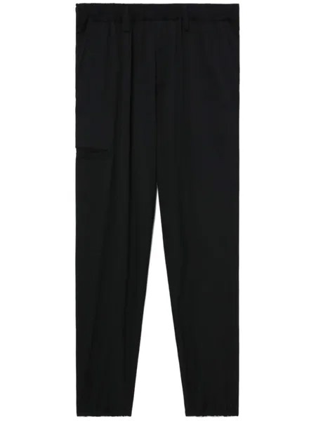 Yohji Yamamoto шерстяные брюки с нашивкой-логотипом, черный