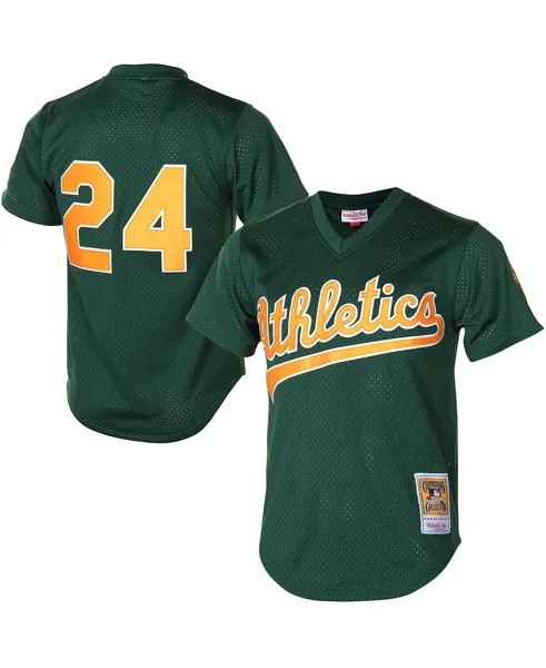 Мужская тренировочная майка Rickey Henderson Green Oakland Athletics 1998 Cooperstown Mesh ватин Mitchell & Ness