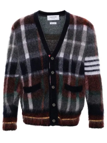Thom Browne кардиган с принтом Hector-tartan, синий