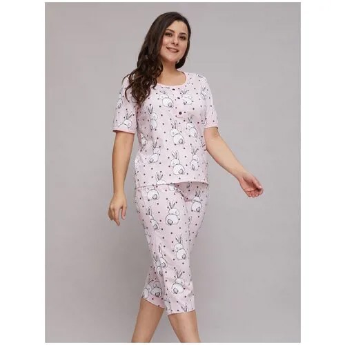 Пижама  Алтекс, размер 50, белый, розовый