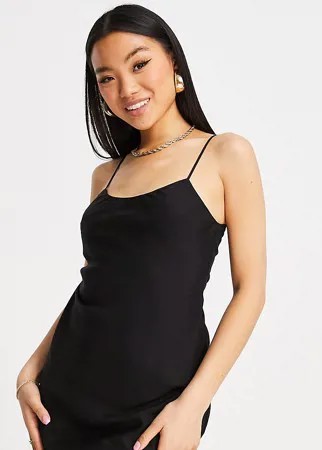 Черное платье-комбинация мини ASOS DESIGN Petite-Черный цвет