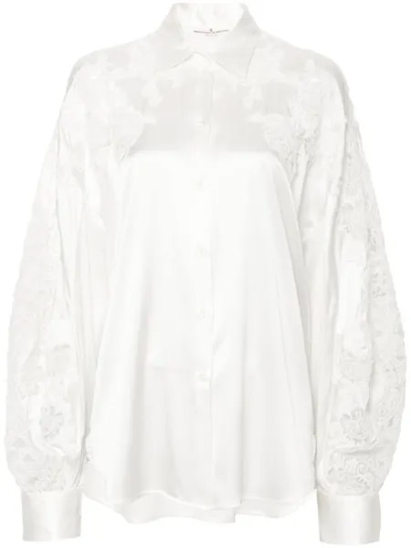 Ermanno Scervino атласная рубашка с кружевом, белый