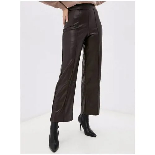 Кожаные брюки Incity, цвет шоколадный, размер 48