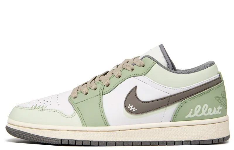 Кроссовки Air Jordan 1 Vintage Basketball Shoes Women's Low-top White/Green/Brown, светло-зеленый