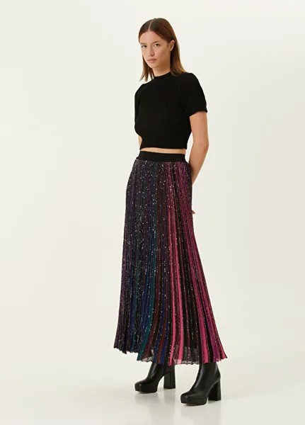 Черная длинная юбка со складками цвета фуксии Missoni