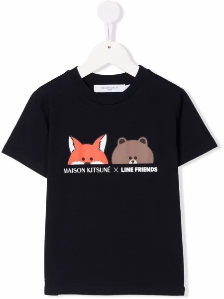 MAISON KITSUNE KIDS футболка с логотипом из коллаборации с Line Friends