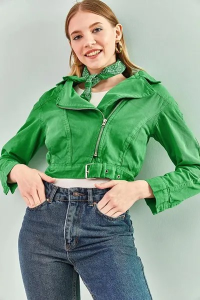 Женская габардиновая куртка на молнии 2195 SHADE, зеленый