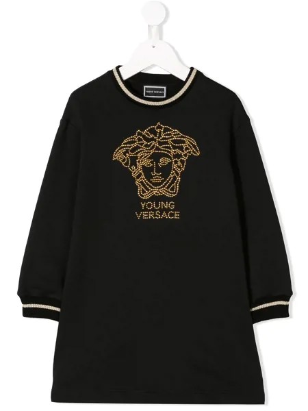 Versace Kids rhinestone Medusa logo dress