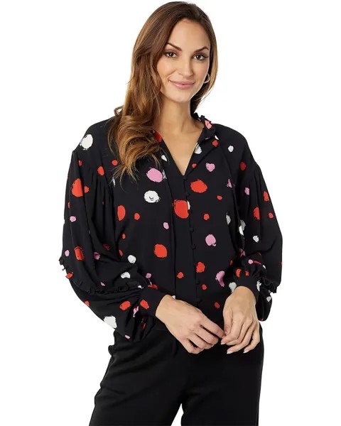 Блуза Ted Baker Sunrai Spot Print Frilled, черный