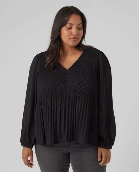 Женская блузка с длинным рукавом и узлом на спине Vero Moda Curve, черный
