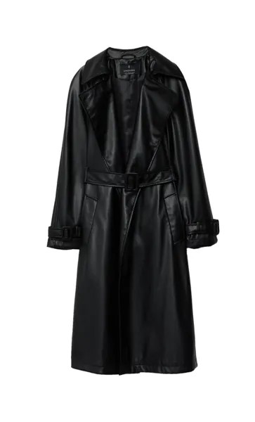 Длинный тренч из искусственной кожи Stradivarius