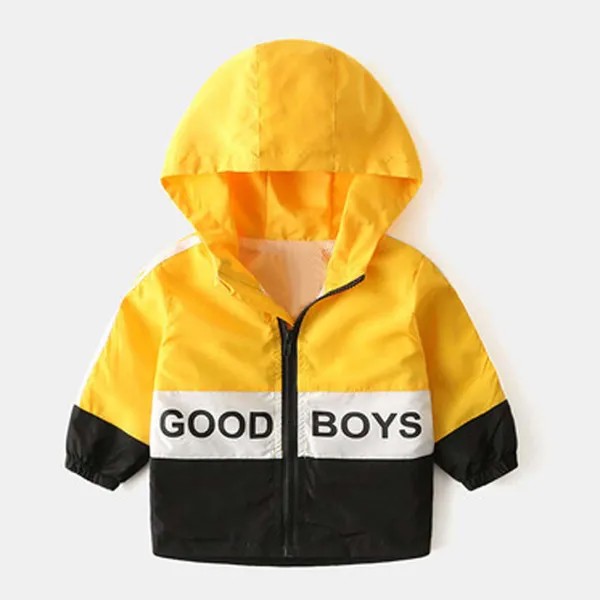 Для мальчиков Куртка-ветровка с текстовым принтом контрастный