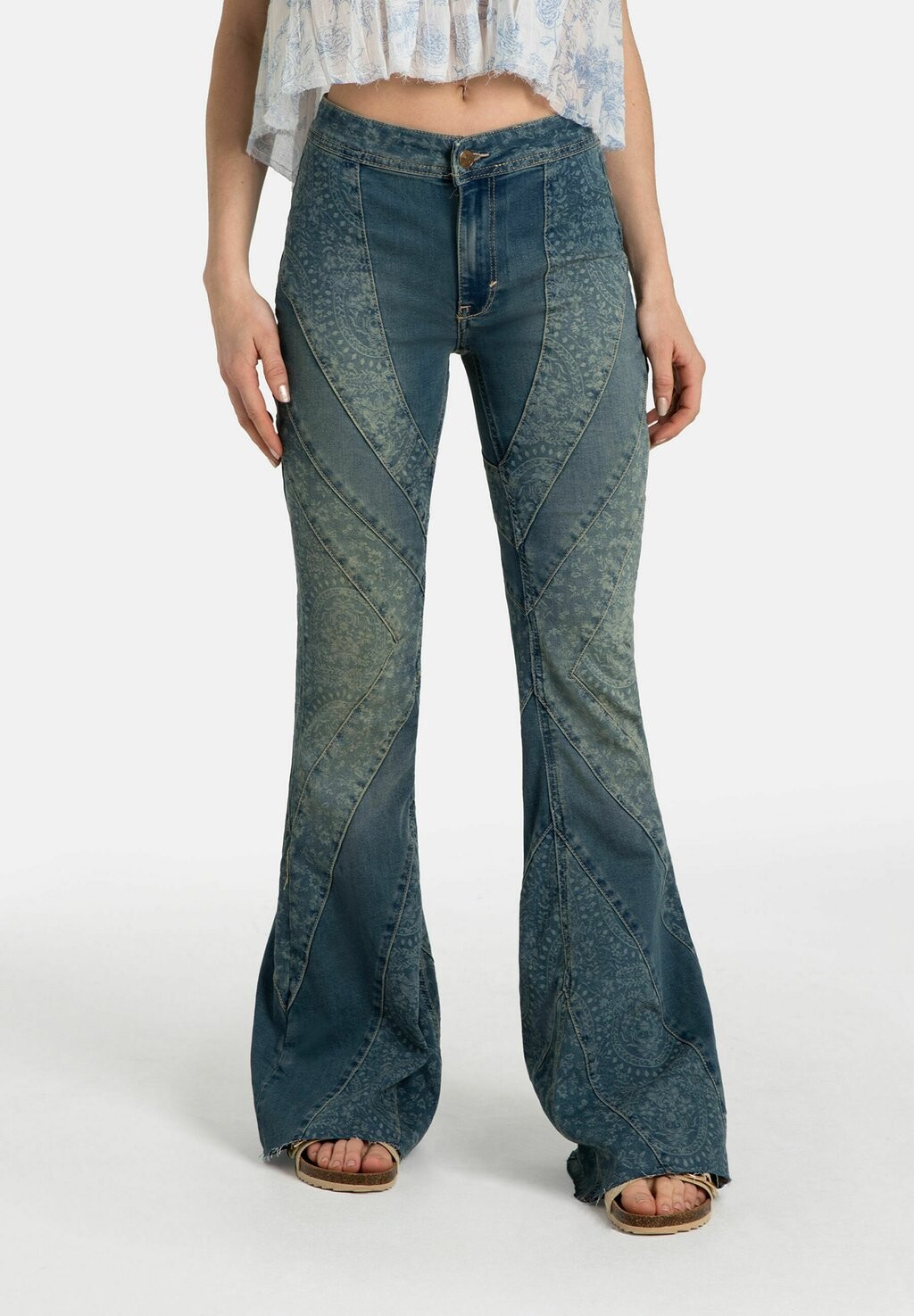 Джинсы Bootcut Mermaid Mid Rise Flare Free People, синие