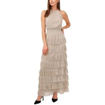 Женское вечернее платье с бретелькой на шее серебристого цвета металлик MSK Petites 14P BHFO 9397