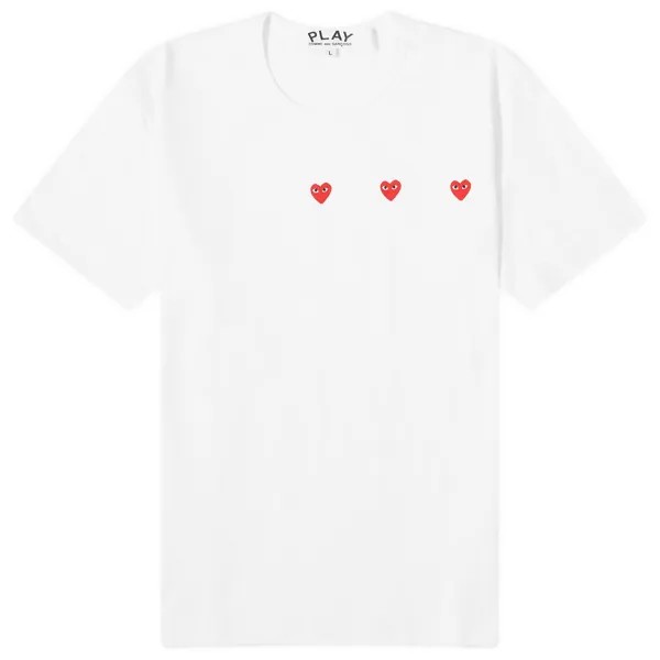 Футболка Comme Des Garçons Play 3 Heart T-Shirt, белый