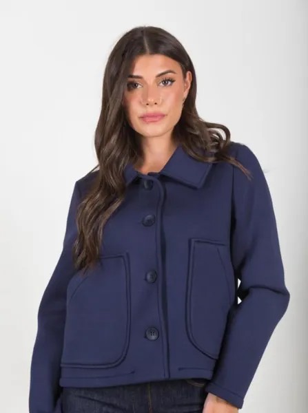 Куртка на пуговицах с карманами, цвет Prussian blue