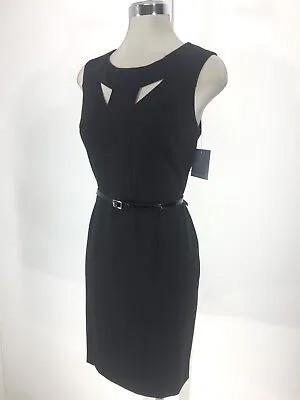 Новое элегантное женское платье Marc New York NWT Black Fancy Peek A Boo Chest, размер 8